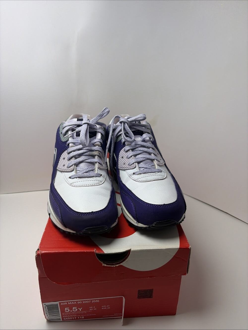 Nike Air Max 90 GS Size Women SZ 7 Y 5.5 Royal Purple White Sage 345017-118 Y2K